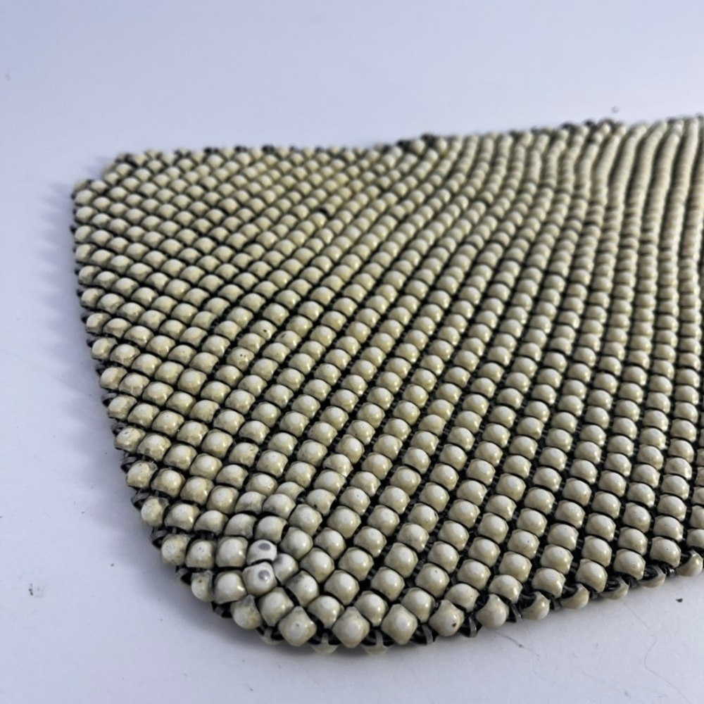 Vintage Cream Metal Mesh Fabric Remnant Whiting Davis Style Chainmail Piece - Picture 2 of 8